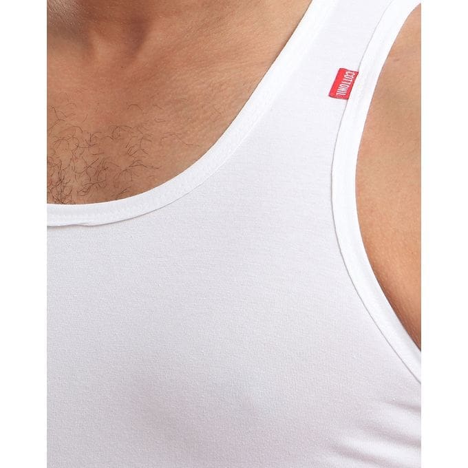 White cotton tank top with classic straps