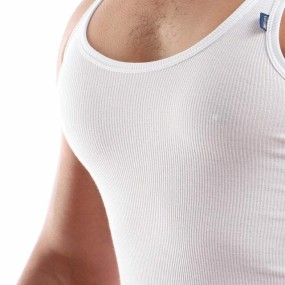 White cotton tank top with classic straps