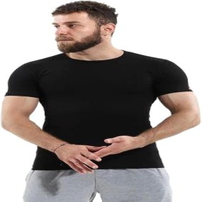 Comfortable short-sleeve undershirt in black.